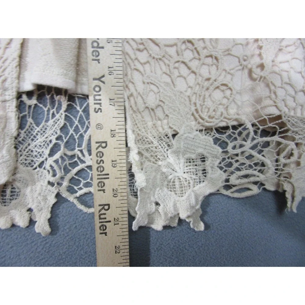 Free People Top Womens XS Ivory Cream Lace Knit Long Sleeve Crochet Boho Floral